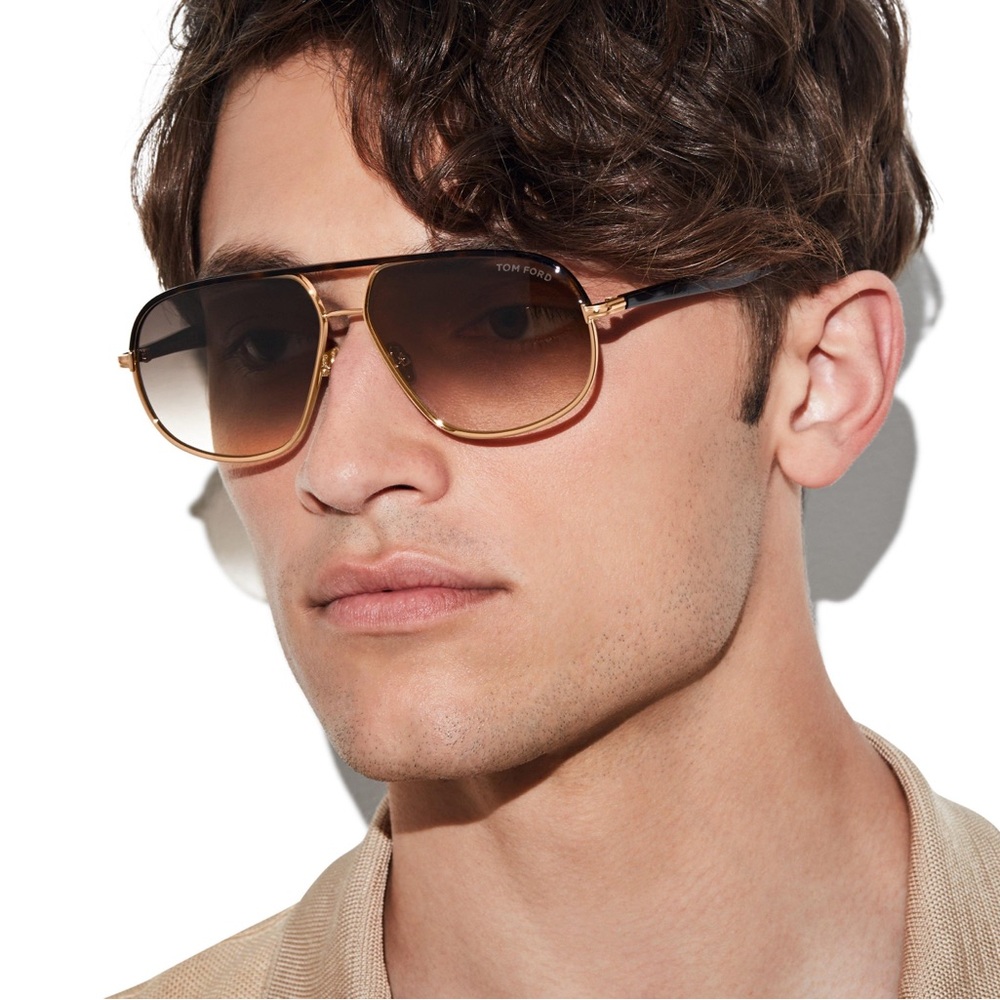 NWT Tom Ford FT1019 Maxwell 28F Rose Gold-Blonde Havana/Brown Sunglasses